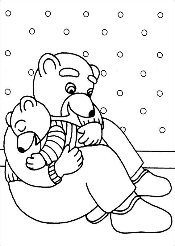 coloriage petit ours brun fait un calin a son papa